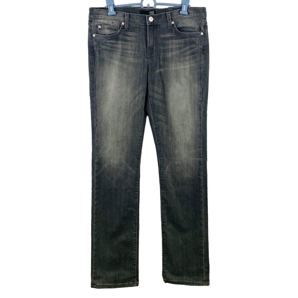 Womens 30 David Kahn Jeans Ash Gray Straight Leg Stretch Denim‎ 34" Inseam